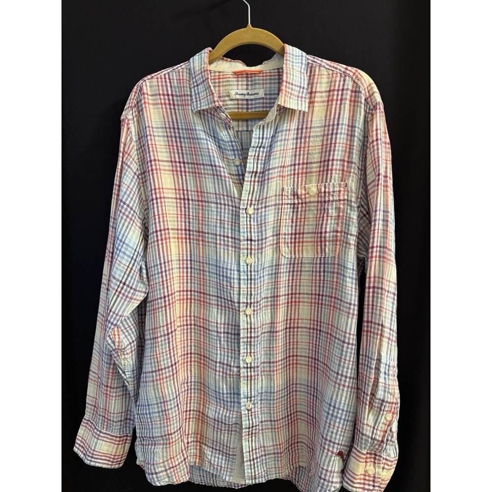 Men's Long Sleeve Shirt Button Up 100% Linen Tommy Bahama Large Casual
